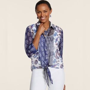Chico’s Paisley Sheer Sloane Top Sz 3 (US Women’s Large / 16) EUC